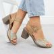 5. Damen-Sandalen mit Flechtoptik und Blockabsatz, beige M.Daszyński MR24125-4