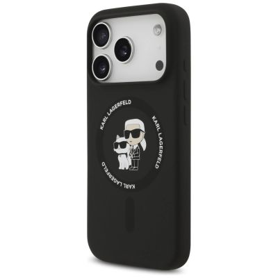 2. Karl Lagerfeld Silikon-Hülle Karl&Choupette Ring MagSafe für iPhone 17 Pro - Schwarz