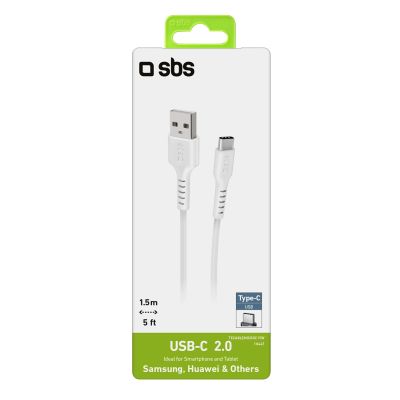 3. SBS TECABLEMICROC15W USB-A – USB-C-Kabel 1,5 m – Weiß