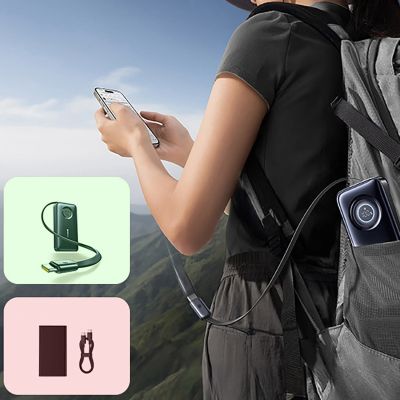 13. Baseus EnerCore CR11 20000mAh 67W Powerbank mit einziehbarem USB-C-Kabel – Schwarz