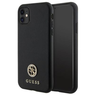 Guess Strass Metall Logo iPhone 11 / Xr 6.1" Hülle - Schwarz