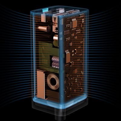 16. Baseus GaN3 Pro schnelles universelles GaN-Ladegerät 2 x USB Typ C / 2x USB 100W PD3.0, QC4.0+, AFC schwarz (CCGP000101)