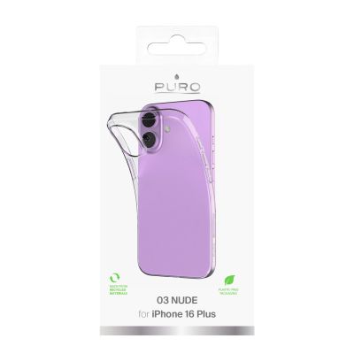 3. Puro 03 Nude Silikonhülle für iPhone 16 Plus – transparent