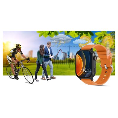 18. Gravity GT15-2 Smartwatch, oranges Silikonarmband + schwarzes Armband