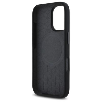 7. BMW M Silikonhülle mit bedrucktem Ring und MagSafe-Aufdruck für iPhone 16 – Schwarz