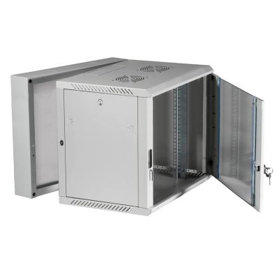 4. Extralink 12U 600x600 AZH Grauer Rack-Schrank, Wandmontage, zweiteilig