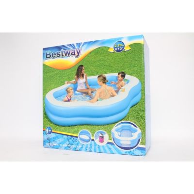 25. Bestway 54409 Aufstellpool, aufblasbarer Pool, oval, blau-weiß