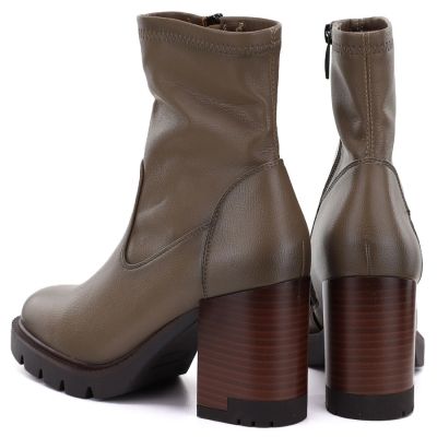 10. Damen-Ankle-Boots in Khaki mit Blockabsatz, Modell Potocki 12419