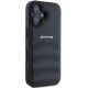 4. AMG Lederhülle mit geprägten Linien und schwarzem Logo für iPhone 16 - schwarz