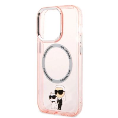 6. Karl Lagerfeld Iconic Karl&Choupette MagSafe Hülle für iPhone 14 Pro Max – Pink
