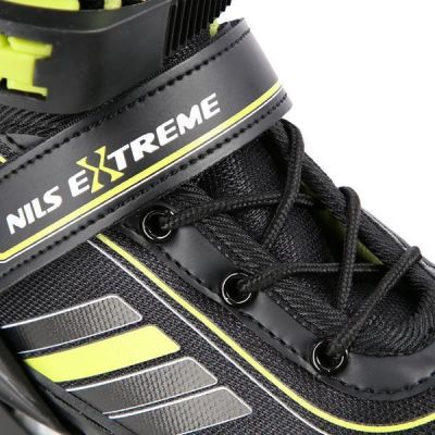 6. NILS EXTREME NH18191 2IN1 ROLLSCHUHE SCHWARZ-LIMETTE GRÖSSE M (34-38) MIT AUSTAUSCHBARER HOCKEYKUFE