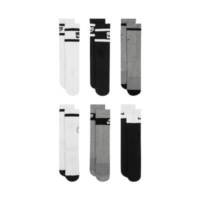 Nike Everyday Cush Crew Youth 6PR Socken, weiß, grau, schwarz CK7302 901