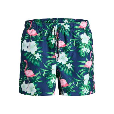 Jack&Jones Herren JWHARUBA Badeshorts mit Print 12206537 Marineblau Blazer Flamingo