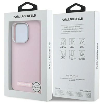 8. Karl Lagerfeld FW Metal Plate MagSafe Hülle für iPhone 15 Pro – Rosa