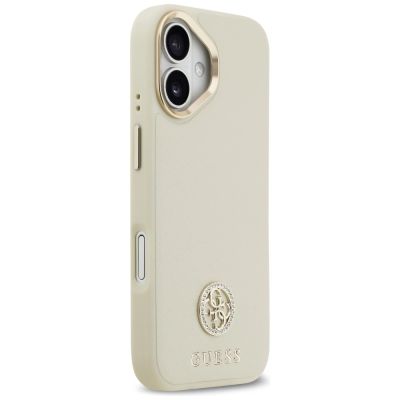 4. Guess Grained Strass Logo MagSafe Hülle für iPhone 17 - Beige