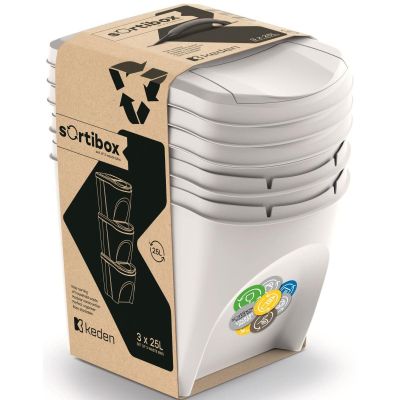 Mülltonnen 25 l Sortibox Set 3-teilig, grau