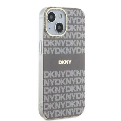 4. DKNY IML Mono & Stripe MagSafe-Hülle für iPhone 15 / 14 / 13 – Beige
