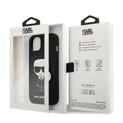 8. Karl Lagerfeld Saffiano Ikonik Karl's Patch Case für iPhone 13 mini - Schwarz