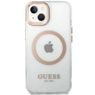 3. Guess Metal Outline MagSafe Case für iPhone 15 Plus / 14 Plus - Gold
