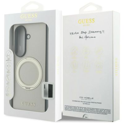 8. Guess Magnetische Ringständer-Hülle mit genarbtem Logo und MagSafe-Design für Samsung Galaxy Z Fold 8 Ultra – Beige