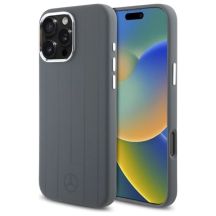 Mercedes Silikon Vertical Tonal Stripes MagSafe Hülle für iPhone 16 Pro Max – Grau