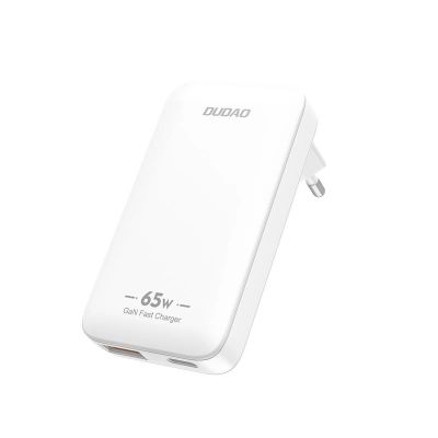 Dudao A65Q 65W GaN Reise-Wandladegerät USB-A / USB-C PD Ultradünn EU / US - Weiß