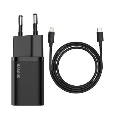 Baseus Super Si 1C Schnellladegerät USB Typ C 20W Power Delivery + USB-Kabel Typ C - Lightning 1m schwarz (TZCCSUP-B01)