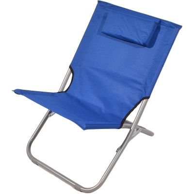 2. Faltbarer Strandstuhl mit Kopfstütze 47 x 61 x 58 cm, Marineblau