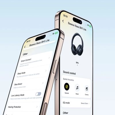 11. Baseus Bass BH1 Lite Kabellose On-Ear-Kopfhörer mit Bluetooth 6.0 - Schwarz