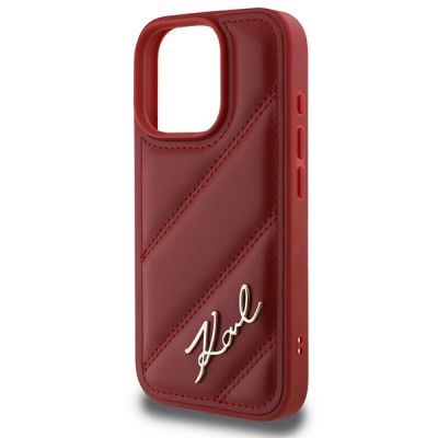 6. Karl Lagerfeld Quilted Signature Hülle für iPhone 16 Pro – Rot