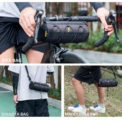 3. Rockbros Fahrradlenkertasche, Schlauchtasche, Schwarz