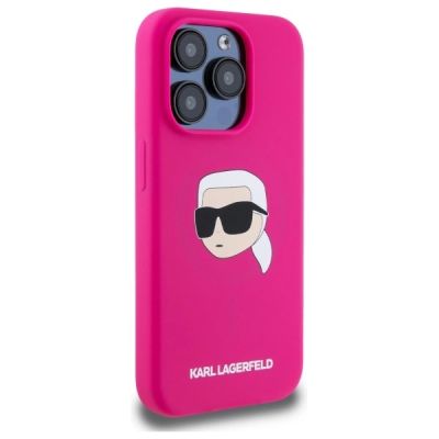4. Karl Lagerfeld KLHMP15LSKHPPPLF iPhone 15 Pro 6,1" Fuchsia/Fuchsia Hardcase Silikon Karl Head Print MagSafe