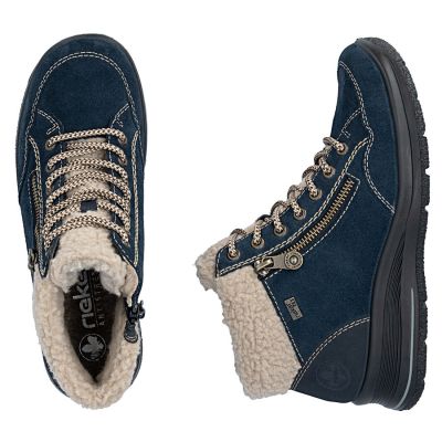 5. Wasserdichte bequeme Leder-Trapperboots in Marineblau Rieker L7701-14