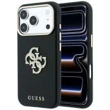Guess Smooth & Big Strass Logo Hülle für iPhone 18 Pro / 17 Pro - Schwarz