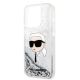 6. Karl Lagerfeld Glitter Karl's Head Hülle für iPhone 14 Pro Max – Silber