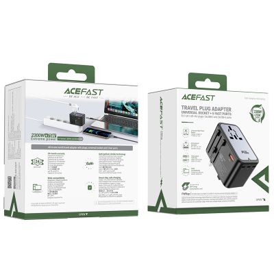 5. Acefast Z1 GaN 75W PD Reiseladeadapter 3x USB-C 2x USB-A - Schwarz