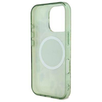 6. Guess IML Flower & Tonal Circle MagSafe Hülle für iPhone 16 Pro Max - grün