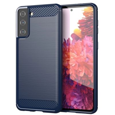 Carbon Case Flexibel Handyhülle TPU Schutzhülle für Samsung Galaxy S21+ 5G (S21 Plus 5G) blau