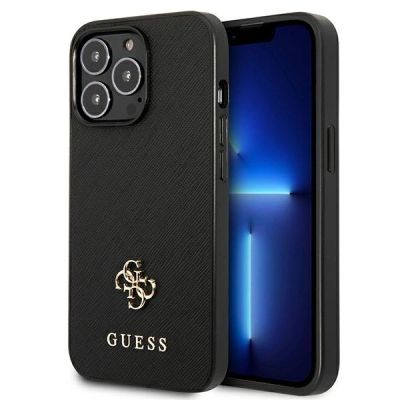 Guess Saffiano 4G Small Metal Logo Case für iPhone 13 Pro / 13 6.1" - Schwarz