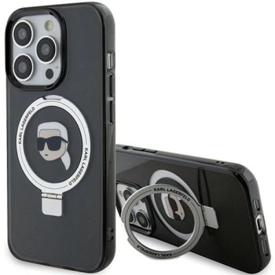 Karl Lagerfeld KLHMP15XHMRSKHK iPhone 15 Pro Max 6,7" schwarz/schwarz Hardcase Ring Stand Karl Head MagSafe