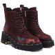 4. Damen-Lederstiefeletten mit Blumen, bordeauxrot, Artiker 59C0248