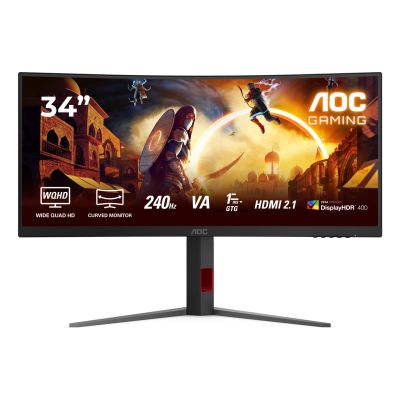 AOC CU34G4Z 34-Zoll-Monitor, Fast VA, WQHD 21:9, 240 Hz, 1 ms, 3440 x 1440 Pixel, 450 cd/m², 2 HDMI-Anschlüsse, Schwarz