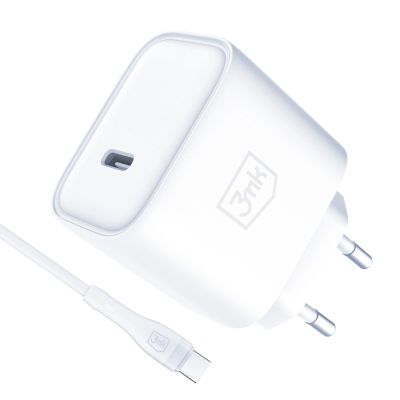 14. 3mk Rayo Ladegerät 20W PD3.0 PPS USB-C Wandladegerät + USB-C / USB-C 3A 60W Kabel - Weiß
