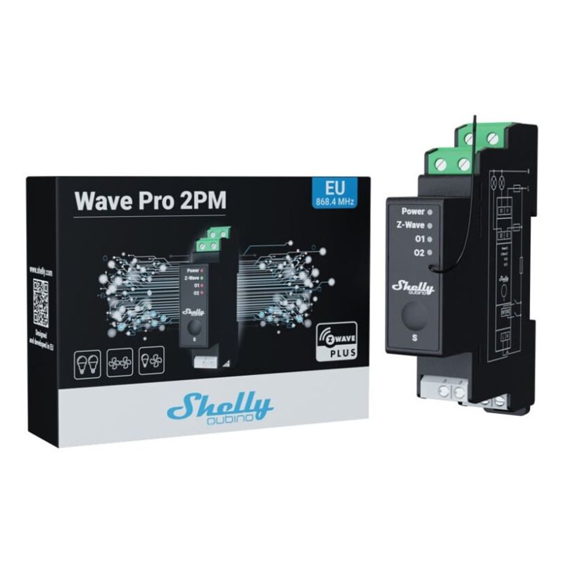 6. Shelly Qubino Wave Pro 2PM Leistungsrelais Schwarz