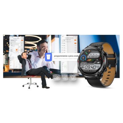 19. Gravity GT21-3 Smartwatch + Schwarzes Silikonarmband