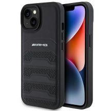 AMG Lederhülle mit geprägten Linien für iPhone 15 – Schwarz