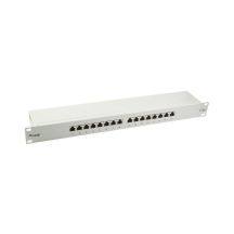 19"-Patchpanel mit 16 RJ45-Anschlüssen, Cat5e-FTP-Anschluss, 1 HE, 1000 MHz, RAL7035