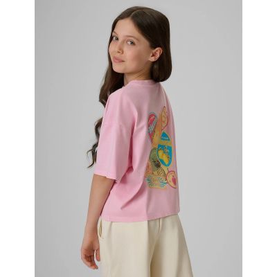 2. Mädchen-T-Shirt mit kastenförmigem Schnitt und Aufdruck 4F 4FJRAW26TTSHF4324-056S