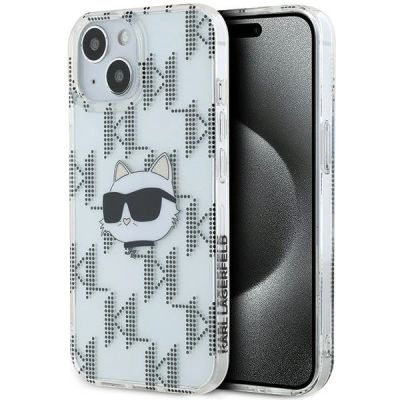 Karl Lagerfeld IML Choupette Head & Monogram Hülle für iPhone 15 / 14 / 13 – transparent