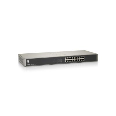 LevelOne GSW-1657 Netzwerkkabel, unmanaged Gigabit Ethernet (10/100/1000), Schwarz, Grau
